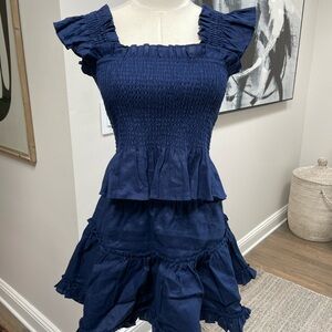 NEW without tags - Hill House Paz Navy Linen Top & Skirt Set - Sz Small